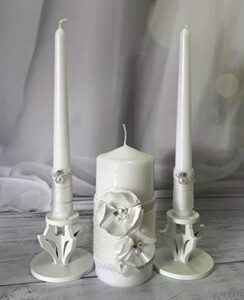 magik life unity candle set for wedding – wedding décor – decorative candles pillar – 6 inch pillar and 2 10 inch tapers – unity candle