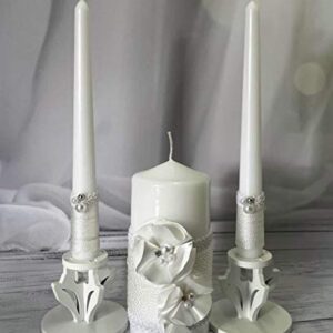 Magik Life Unity Candle Set for Wedding - Wedding décor - Decorative Candles Pillar - 6 Inch Pillar and 2 10 Inch Tapers - Unity Candle