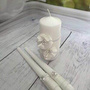 Magik Life Unity Candle Set for Wedding - Wedding décor - Decorative Candles Pillar - 6 Inch Pillar and 2 10 Inch Tapers - Unity Candle