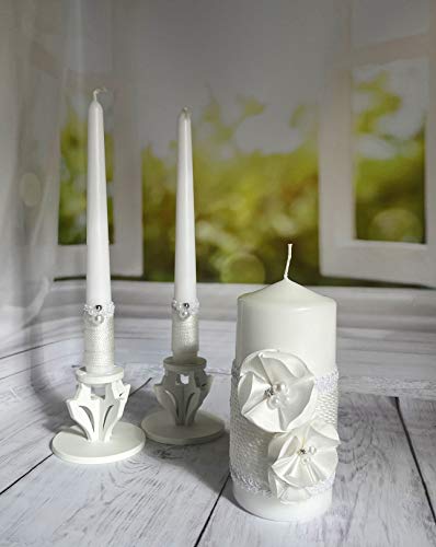 Magik Life Unity Candle Set for Wedding - Wedding décor - Decorative Candles Pillar - 6 Inch Pillar and 2 10 Inch Tapers - Unity Candle