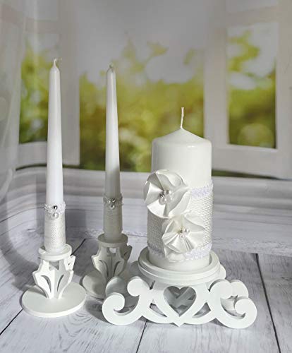 Magik Life Unity Candle Set for Wedding - Wedding décor - Decorative Candles Pillar - 6 Inch Pillar and 2 10 Inch Tapers - Unity Candle