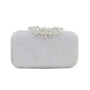 topfive silver clutch purses for women evening bag rhinestones clutch crystal purse party bag with flora clasp wedding prom