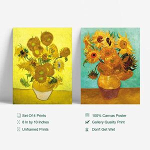 YASEN Van Gogh Canvas Wall Art Posters And Prints Of Famous Painting Abstract Wall Art Prints Unframed Art 8x10 Vincent Van Gogh Poster Artwork (4 Pack A)