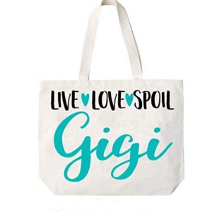 COCOVICI Gigi Live Love Spoil Gigi Canvas Tote Bag Grandma Gigi Gift Idea Book Bag