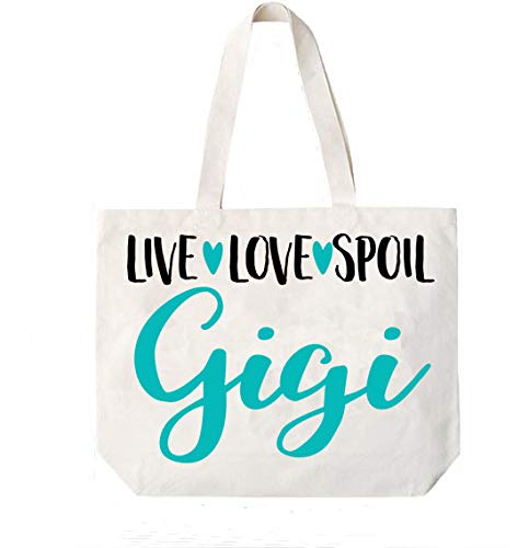 COCOVICI Gigi Live Love Spoil Gigi Canvas Tote Bag Grandma Gigi Gift Idea Book Bag