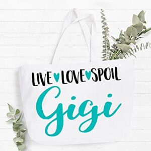 COCOVICI Gigi Live Love Spoil Gigi Canvas Tote Bag Grandma Gigi Gift Idea Book Bag