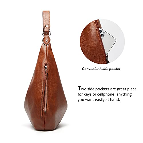 Hobo bags for women Fashion Shoulder Bag Tote Satchel Hobo Handbags Purse Set (Brown -3pcs)