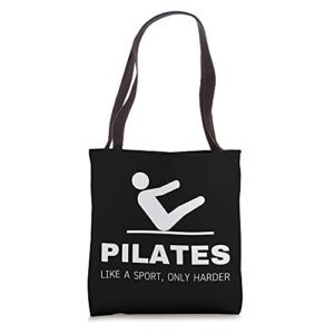 pilates like a sport only harder funny contrology instructor tote bag