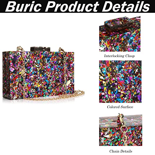 Women Clutches Evening Bags Acrylic Multicolor Purses and Handbags Shoulder Cross Body Bag Formal Wedding Prom Party Clutch Purses (Multi-colored)