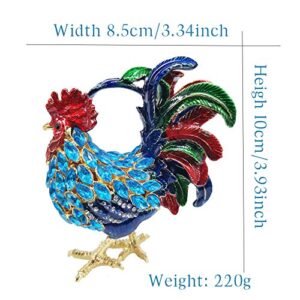 Furuida Rooster Trinket Boxes Hinged Enameled Jewelry Box Hand-Painted Animals Ornaments Craft Gift for Home Decor (Blue)