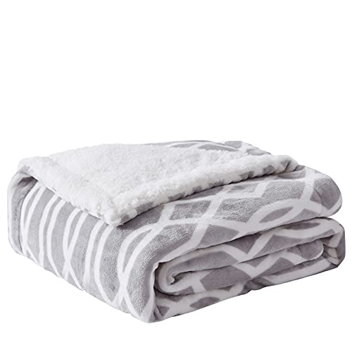 SEMECH Sherpa Throw Blanket Throw Size, Sherpa Fleece Throw Blanket Lightweight, Reversible Sherpa Blanket Machine Washable, 50" x 60", Light Gray