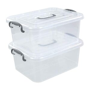 kekow 2-pack clear storage latch box, plastic containers with lids, 8 l