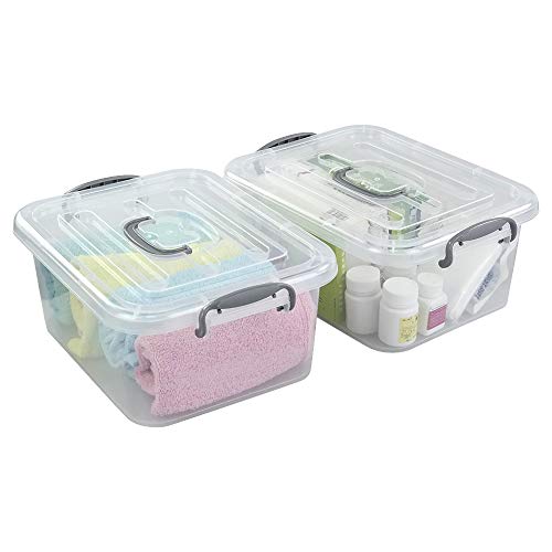 Kekow 2-Pack Clear Storage Latch Box, Plastic Containers with Lids, 8 L