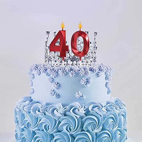 Red 60th Birthday Candles for Cakes, Number 60 6 Glitter Candle Cake Topper for Party Anniversary Wedding Celebration Decoration