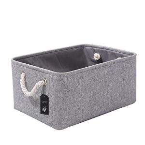 guimiyhy fabric storage basket storage box storage bin nursery bin gift basket with handles for wardrobe, shelves, clothes, toys, towel, foldable (1 pack, grey, 14.2 by 10.2 by 7.1 inch)