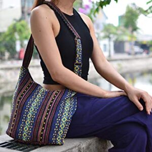 Your Cozy Sling Purse Hippie Bags For Women Crossbody Bag Thai Top Handmade Shoulder Bag with Adjustable Strap Black