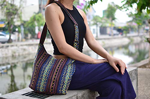 Your Cozy Sling Purse Hippie Bags For Women Crossbody Bag Thai Top Handmade Shoulder Bag with Adjustable Strap Black