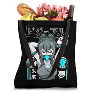 Aesthetic Vaporwave Waifu Anime Mask Girl Tote Bag