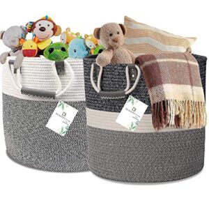 ds happyliving blanket holder living room xxl (set of 2) 18×18 basket 100% natural cotton blanket basket living room blanket storage