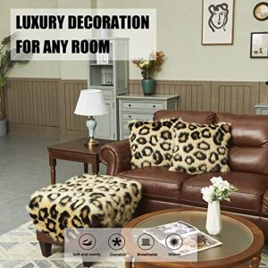 ESCRODOI Fluffy Leopard Print Rug 2'x 3’, Soft Leopard Rugs for Chair Bedroom Living Room Couch Decorative Cheetah Shaggy Throw Rugs Non-Slip Washable Faux Fur Rug Luxurious Home Decor, Brown