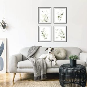 Vivegate Light Botanical Plant Wall Art Prints - Set of 4 Plant Wall Decor Prints Floral Kitchen Flower Leaves Wall Art Boho Leaf Eucalyptus (Medium - 8"X10", Light Green)