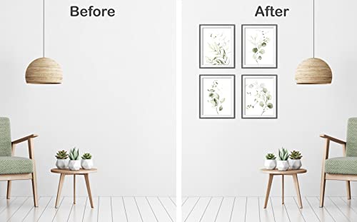 Vivegate Light Botanical Plant Wall Art Prints - Set of 4 Plant Wall Decor Prints Floral Kitchen Flower Leaves Wall Art Boho Leaf Eucalyptus (Medium - 8"X10", Light Green)