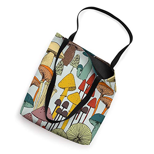 Vintage Psychedelic Hippie Mushroom Foraging Fungi Pattern Tote Bag