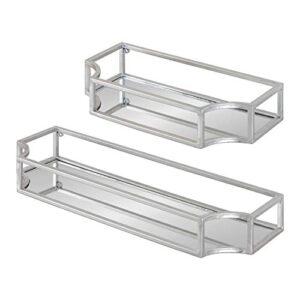 kate and laurel ciel modern glam metal wall shelf set, set of 2, silver, elegant wall decor and storage