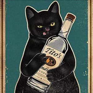 Retro Metal Tin Sign, Cat Show Me Your Tito's Wall Poster Metal Tin, Funny Kitty, Home Bar Shop Decorations Coffee Vintage Sign Gift 8X12 Inch