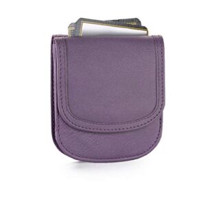 taxi wallet – soft leather, purple – a simple, compact, front pocket, folding wallet, that holds cards, coins, bills, id – for men & women