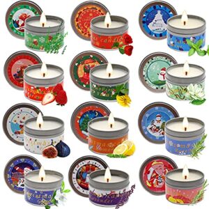 christmas scented candles gift set, 12 pcs 2.5oz aromatherapy candles gifts for women soy wax candles gift for mom portable travel tin jar candles for birthday, thanksgiving, mother’s day