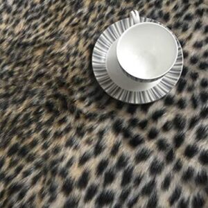 Leopard Print Rug Faux Fur Cheetah Rug Cowhide Animal Skin Mat Carpet for Office, Livingroom, Bedroom Non-Slip Home Decor 40x37Inch/ 3.2x3.1Ft