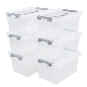 qskely 6-pack 6 l plastic storage containers latch storage box with lids