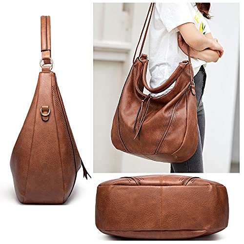 Handbags for Women,Ladies Purse,Large Designer Ladies Hobo Bag,Vintage Work Tote Bag,Girls Cross Body Shoulder Bag,Top Handle Bag (Brown)