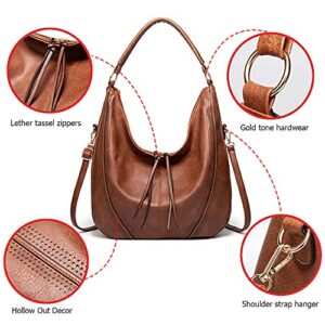 Handbags for Women,Ladies Purse,Large Designer Ladies Hobo Bag,Vintage Work Tote Bag,Girls Cross Body Shoulder Bag,Top Handle Bag (Brown)