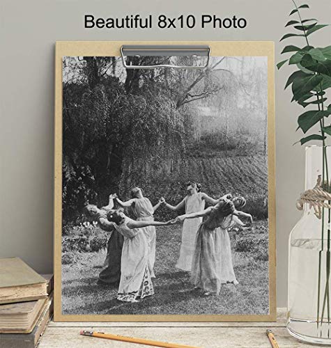 Wiccan Decor - Witch Coven - Wicca Decor - Gift for Witchcraft and Black Magic Fans - Gothic Wall Art - Goth Room Decor - Creepy Scary Vintage Picture Photo - Halloween Decorations