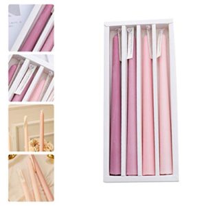 VALICLUD 4pcs Taper Candles Long Pole Scented Candle Smokeless Long Burning Dripless Candles for Wedding Christmas Table Fireplace Mantle Decorations Pink