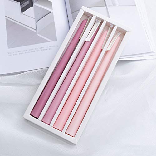 VALICLUD 4pcs Taper Candles Long Pole Scented Candle Smokeless Long Burning Dripless Candles for Wedding Christmas Table Fireplace Mantle Decorations Pink