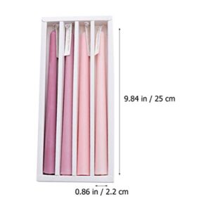 VALICLUD 4pcs Taper Candles Long Pole Scented Candle Smokeless Long Burning Dripless Candles for Wedding Christmas Table Fireplace Mantle Decorations Pink