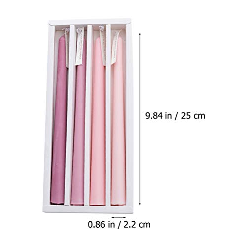 VALICLUD 4pcs Taper Candles Long Pole Scented Candle Smokeless Long Burning Dripless Candles for Wedding Christmas Table Fireplace Mantle Decorations Pink