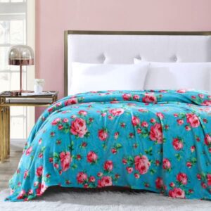 betsey johnson | fleece collection | blanket – ultra soft & cozy plush fleece, lightweight & warm, perfect for bed or couch, king, bouquet day