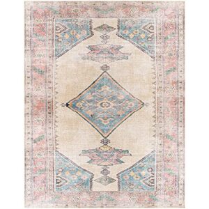 Artistic Weavers Yolanda Vintage Medallion Area Rug,7'10" x 10'2", Sky Blue/Orange