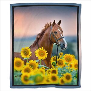 horse blankets 60″x50″ ultra-soft flannel throw blanket plush cozy throws for sofa bed micro fleece blanket for adults kids