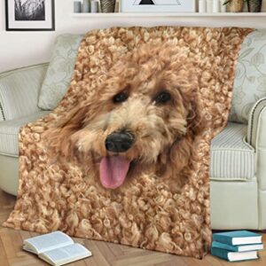 3D Cute Goldendoodle Doodle Funny Dog Mom Gift Premium Quality Sherpa Fleece Throw Blanket 3D Printed Warm Fluffy Cozy Soft Tv Bed Couch Comfy Microfiber Velvet Plush