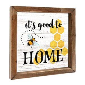 wartter wood framed wall sign honey bee wall art decor – it’s good to bee home, 7.9 x 7.9 inches