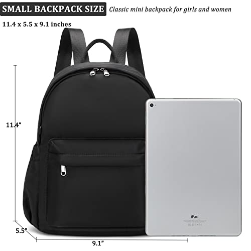 Small Backpack for Women Teen Girls Mini Backpack Purse Black Travel Daypack Daily Use Bag