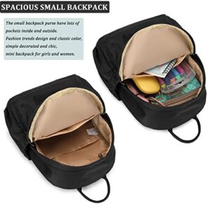 Small Backpack for Women Teen Girls Mini Backpack Purse Black Travel Daypack Daily Use Bag