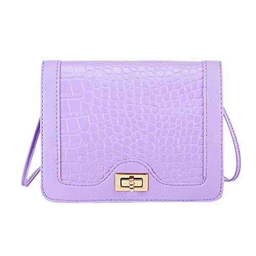 Fashion Women Shoulder Bag Solid Color Leisure Crossbody Bag Hasp Messenger Bag Handbag, Purple