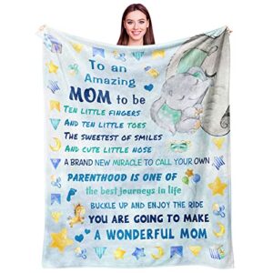 ivivis new mom gifts for women, mom to be gift blanket, pregnancy gifts for first time moms mommy expecting mother, gender reveal gifts ideas for her, elephant fleece throw blankets 50″x 60″