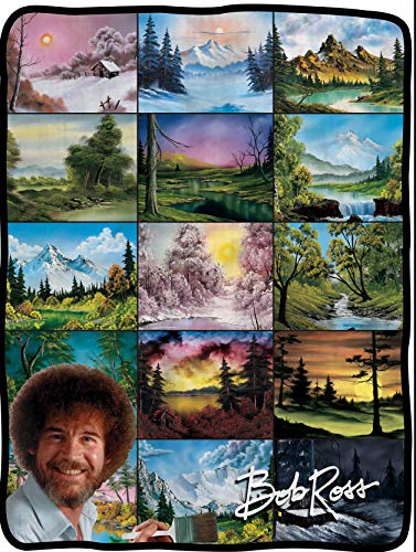 Seven Times Six Bob Ross Picture Collage Blanket 46" X 60" Flannel Fleece Throw